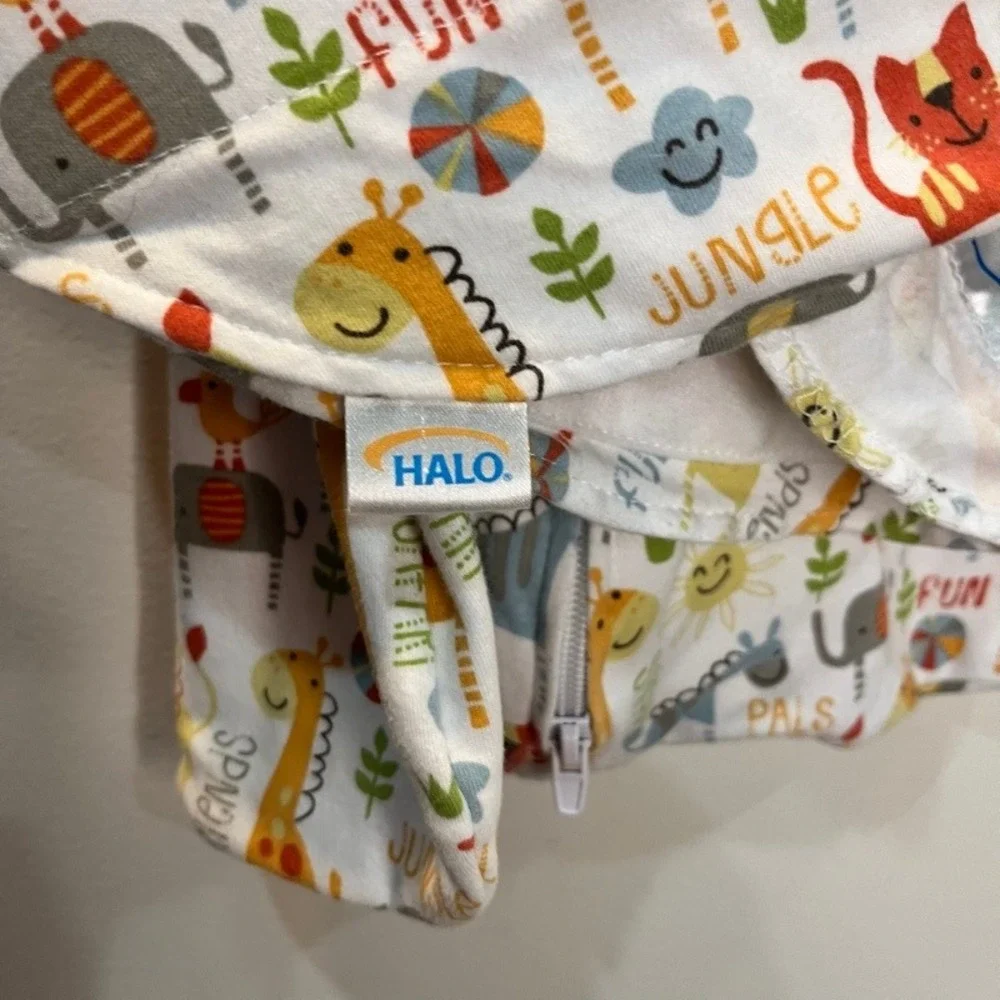 HALO SleepSack Swaddle Newborn Jungle Pals Animal Print Wearable Blanket Cotton
